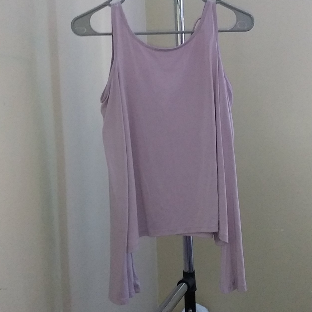 Cold shoulder criss cross lilac long sleeve Tee